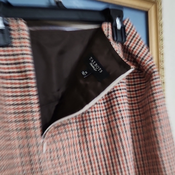 Talbots A-Line Checkered Skirt - Black and Tan XL 14 Career Office Quiet Luxury - Picture 10 of 13
